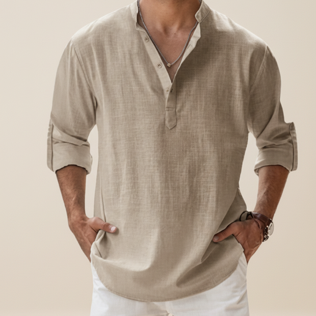 Mykonos Linen Henley — shot 01