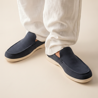Looksmaxxing Everyday suede loafers in marine blue, product photo