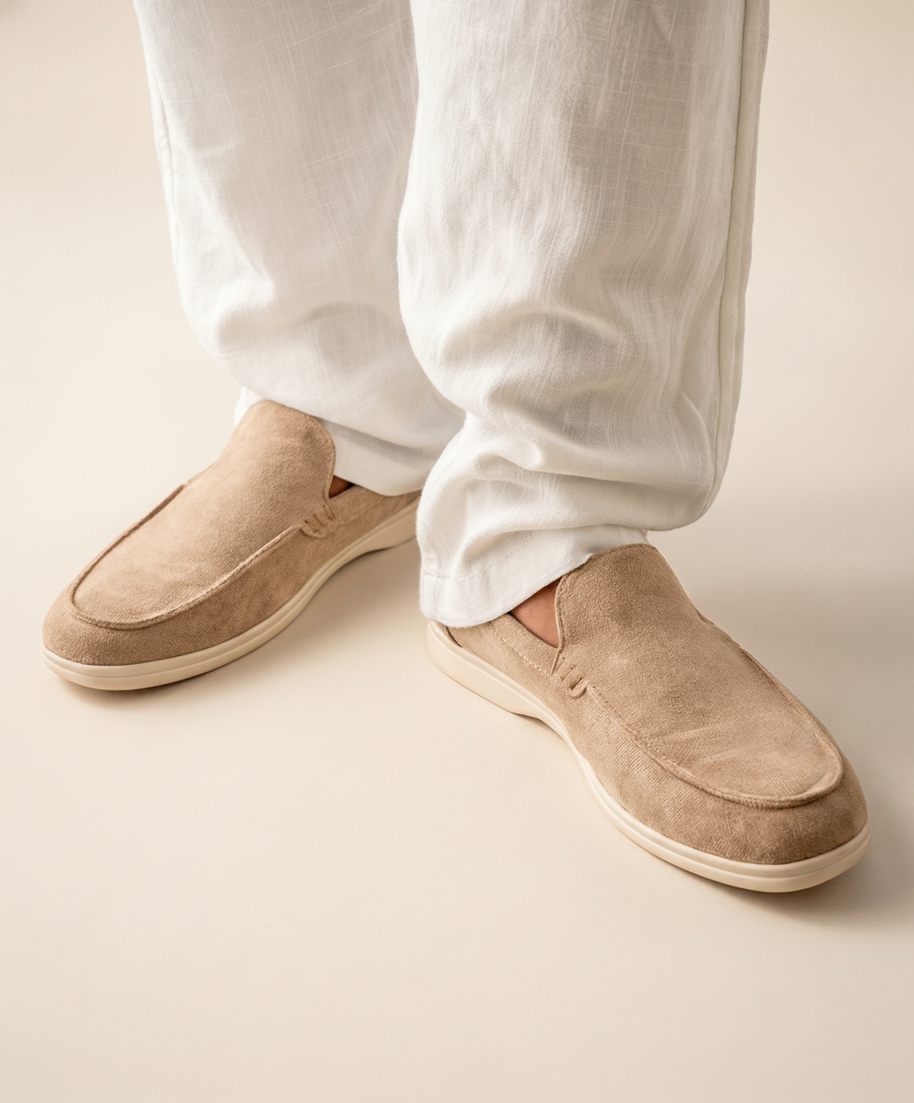 Looksmaxxing Everyday suede loafers in beige, product photo