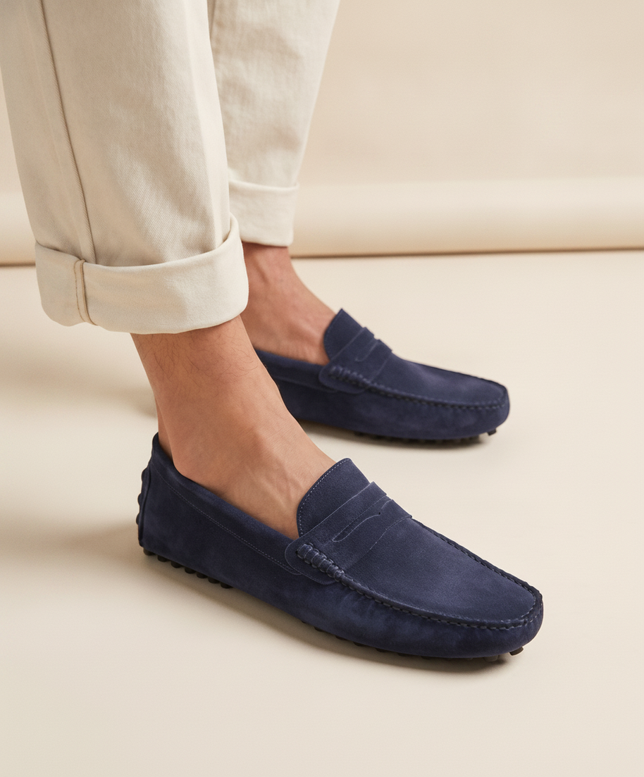 Looksmaxxing Portofino driver loafers in blue, product photo