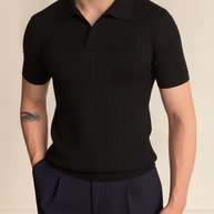 Looksmaxxing Ravenna knitted polo shirt in black, product photo
