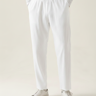 Looksmaxxing Santorini linen trousers in white, product photo