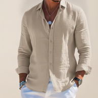 Looksmaxxing Taormina linen shirt in stone, product photo