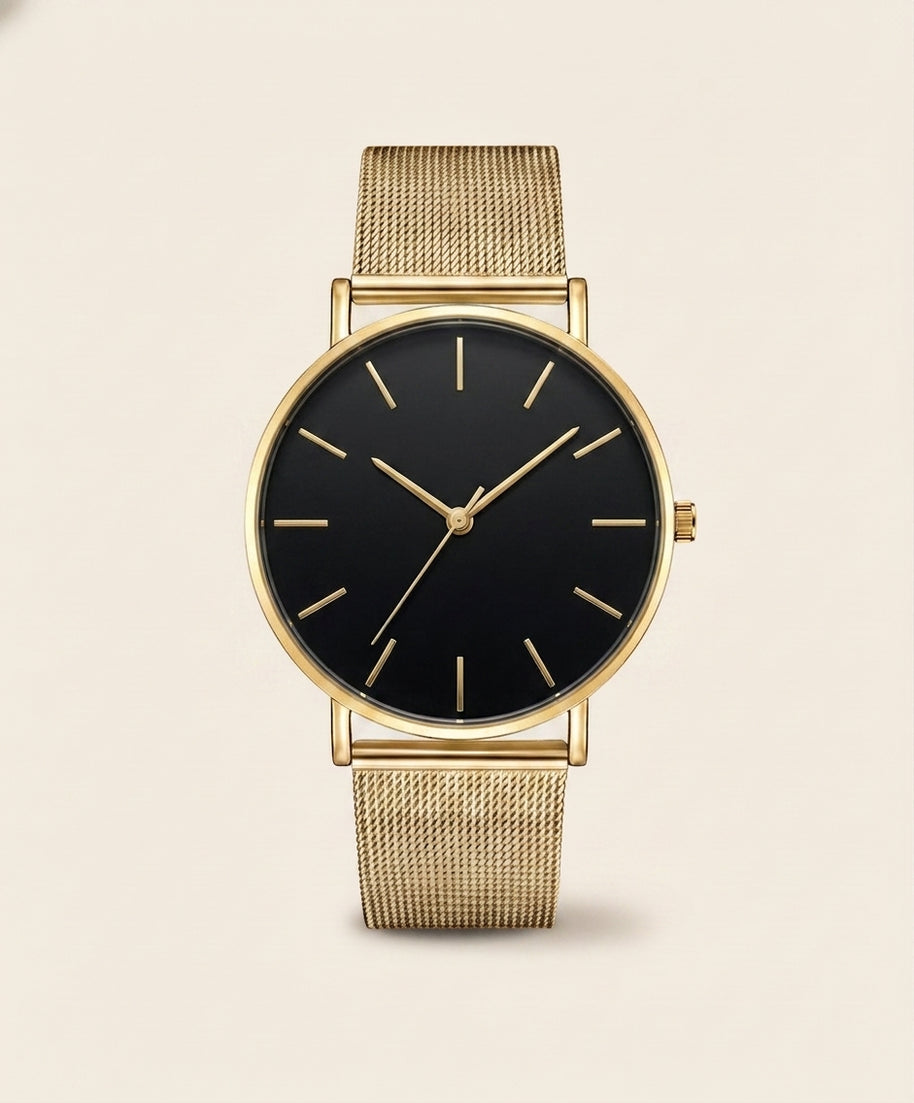 Looksmaxxing Milano mesh watch in gold / black, product photo