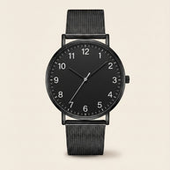 Looksmaxxing Milano mesh watch in black / black — arabic, product photo