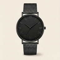 Looksmaxxing Milano mesh watch in black / black — roman, product photo