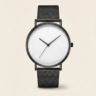 Looksmaxxing Milano mesh watch in black / white — index, product photo