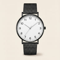 Looksmaxxing Milano mesh watch in black / white — arabic, product photo