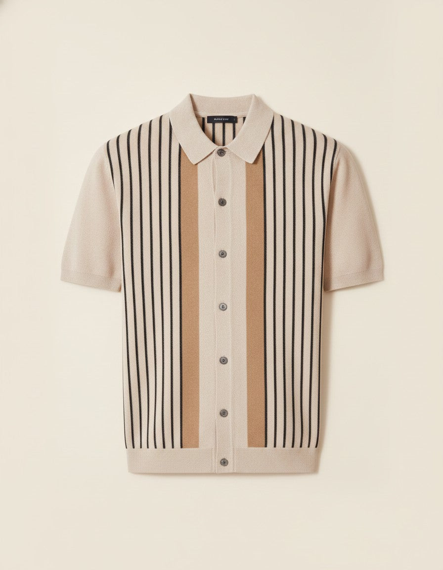 Close-up detail of the Looksmaxxing Monte Carlo knitted polo shirt