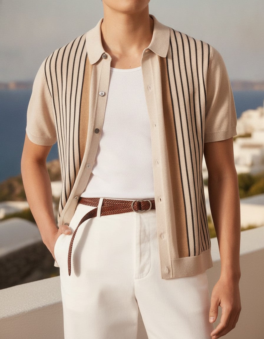 Looksmaxxing Monte Carlo knitted polo shirt worn on model