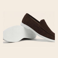Chestnut four-piece set, suede loafers