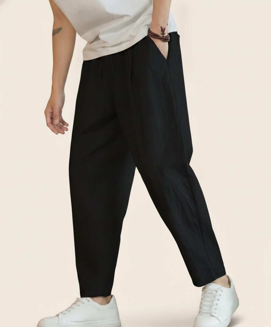 Looksmaxxing Cancun cotton trousers in black, product photo