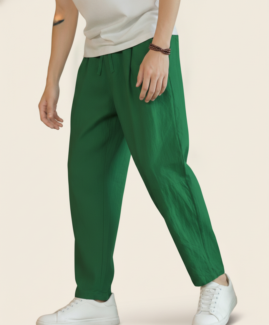 Looksmaxxing Cancun cotton trousers in green, product photo