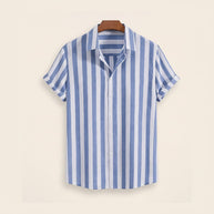 Blue and white vertical striped short-sleeve shirt from the Amalfi Blue set