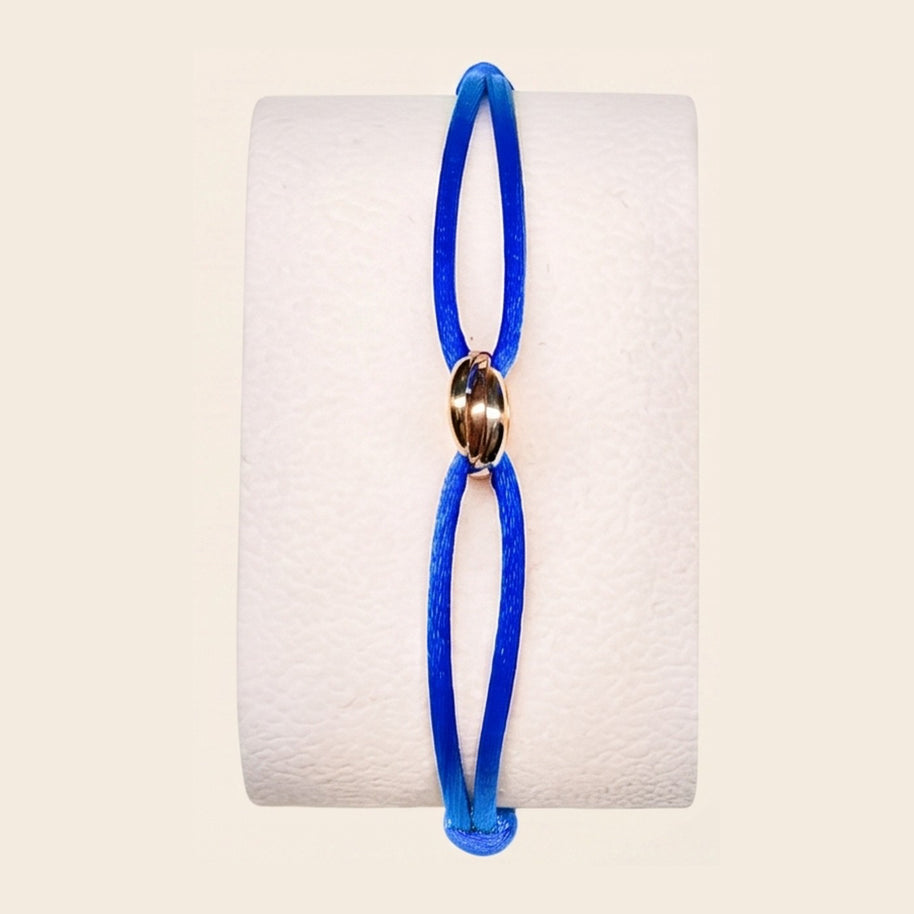 Blue cord bracelet with gold bead from the Amalfi Blue set