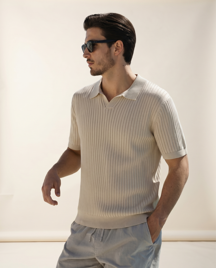 Looksmaxxing Premium Ribbed Polo | Amalfi