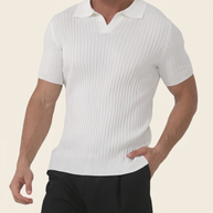 Looksmaxxing Florence ribbed cotton polo shirt, front product photo