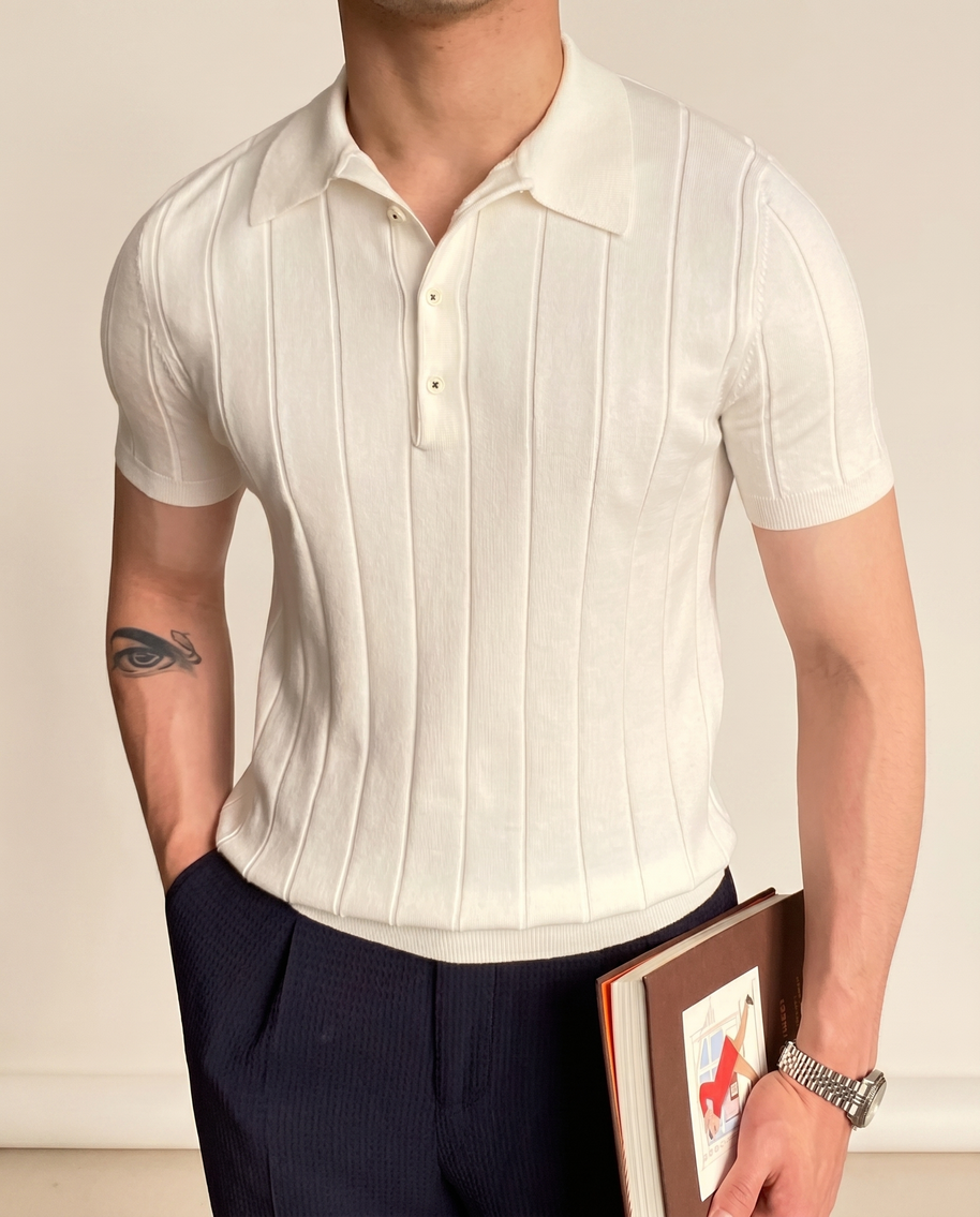 Looksmaxxing Ribbed Cotton Polo | Menton
