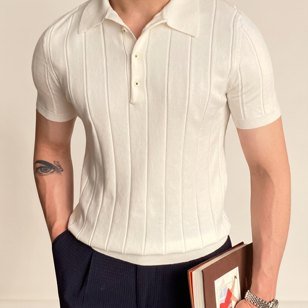 Looksmaxxing Ribbed Cotton Polo | Menton