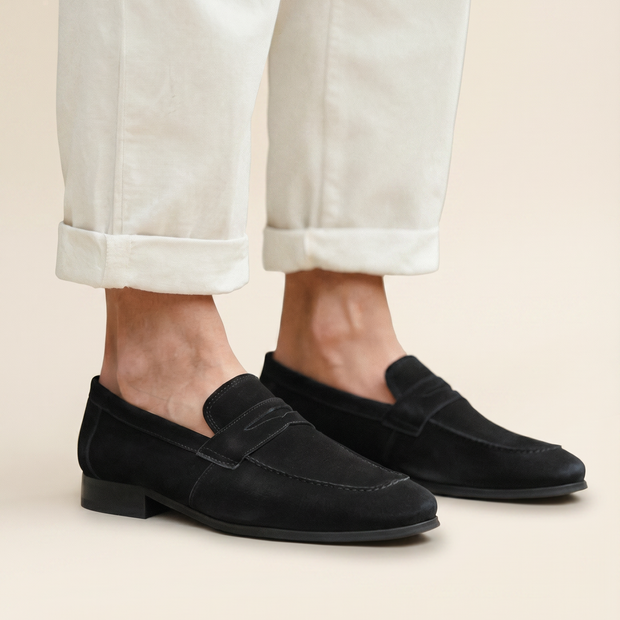 Looksmaxxing Suede Penny Loafers | Positano