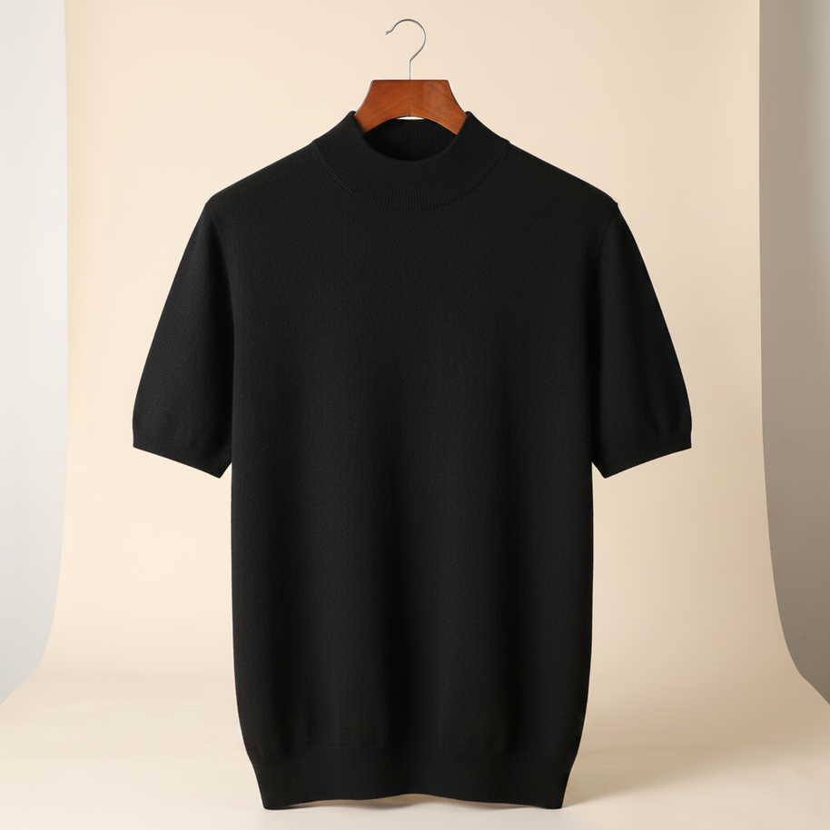 looksmaxxing-cashmere-mock-neck-tee Black