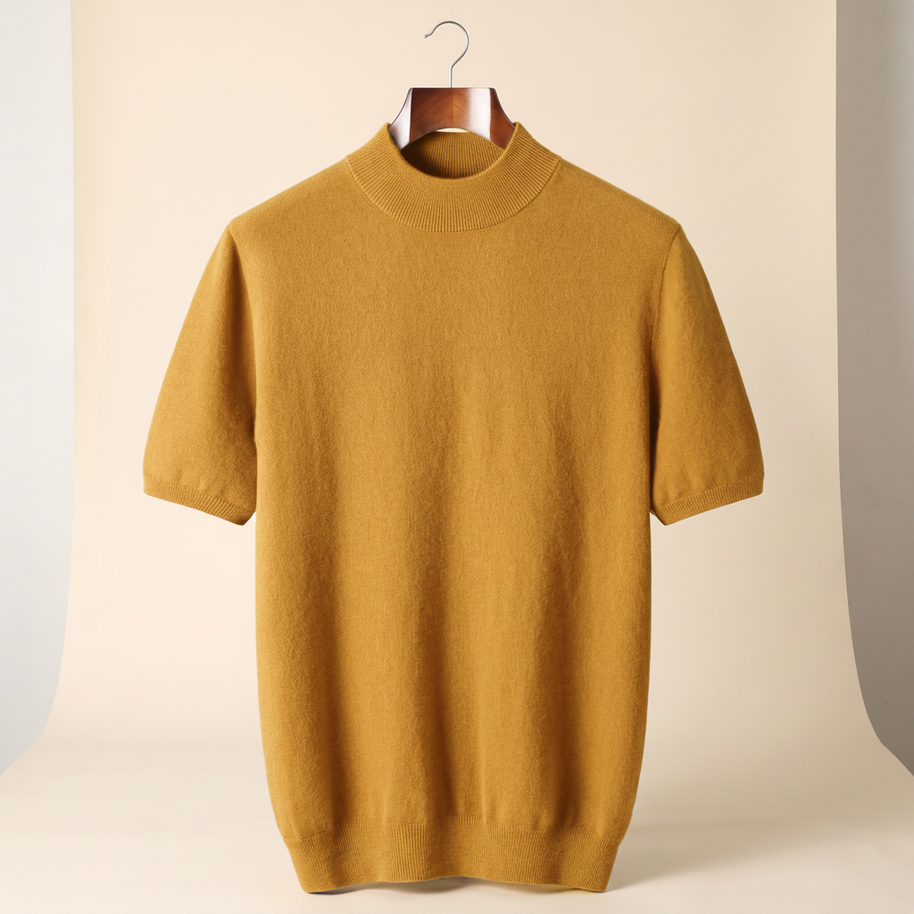 looksmaxxing-cashmere-mock-neck-tee Honey Mustard