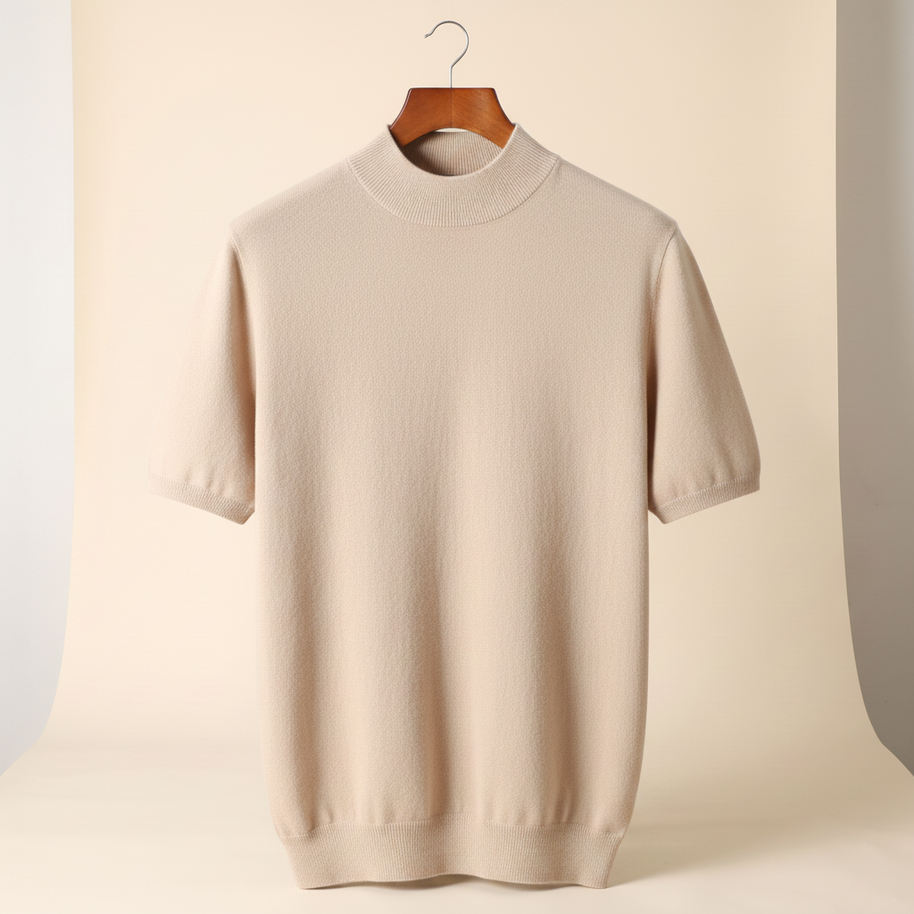 looksmaxxing-cashmere-mock-neck-tee Light Beige