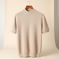 looksmaxxing-cashmere-mock-neck-tee Light Beige