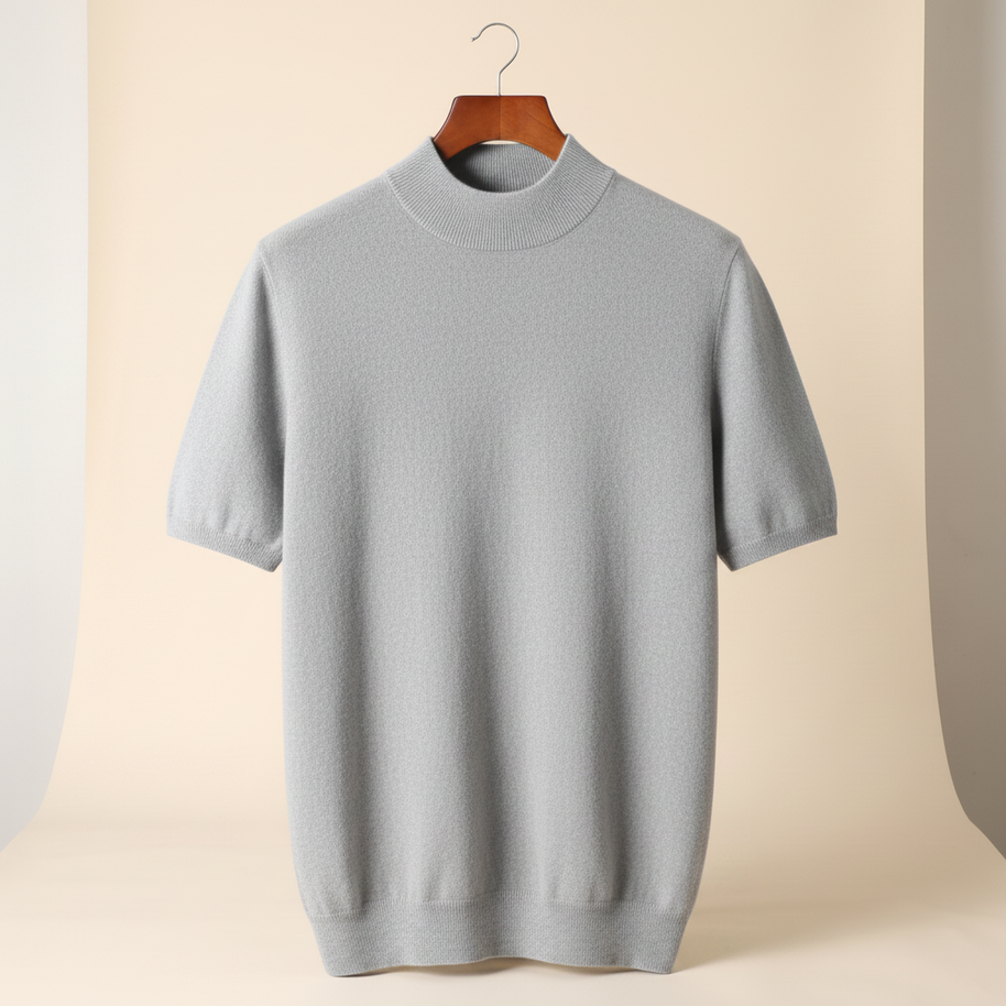 looksmaxxing-cashmere-mock-neck-tee Light Gray