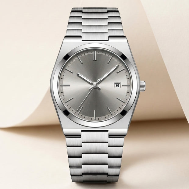 Looksmaxxing Marine day-date watch, front product photo
