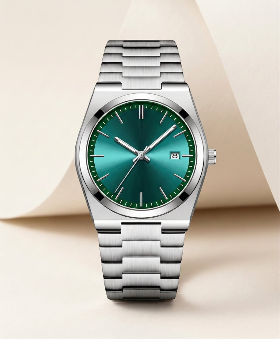 Looksmaxxing Marine day-date watch in emerald, product photo