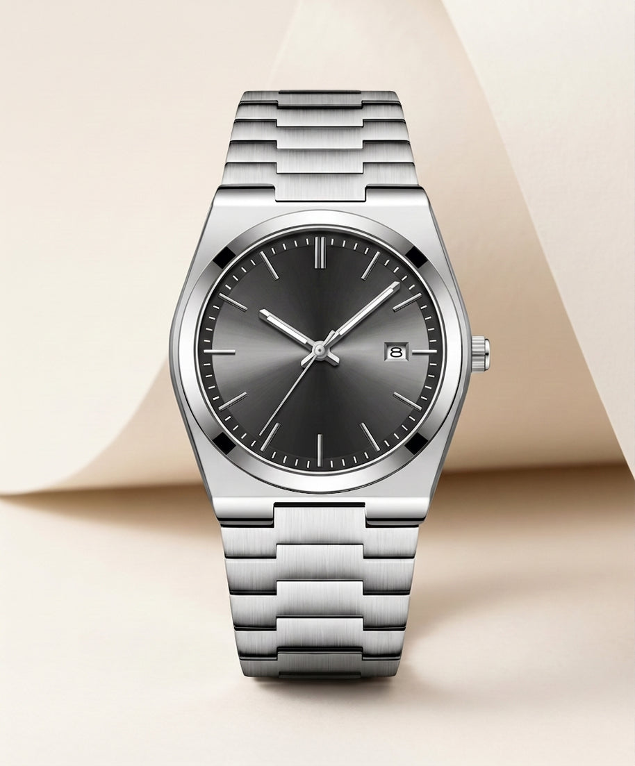 Looksmaxxing Marine day-date watch in dark grey, product photo
