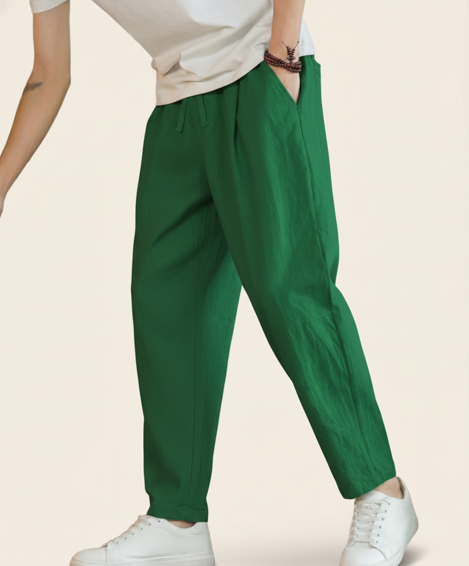 looksmaxxing-cotton-trousers-cancun Green