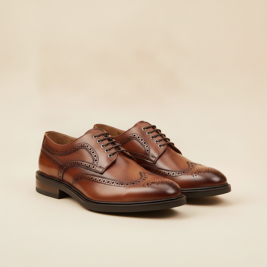 Looksmaxxing Lucca elevator brogue, three-quarter view