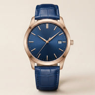 Looksmaxxing Lisbon leather watch in blue, product photo