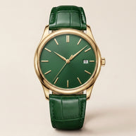 Looksmaxxing Lisbon leather watch in green, product photo