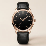 Looksmaxxing Lisbon leather watch in black, product photo