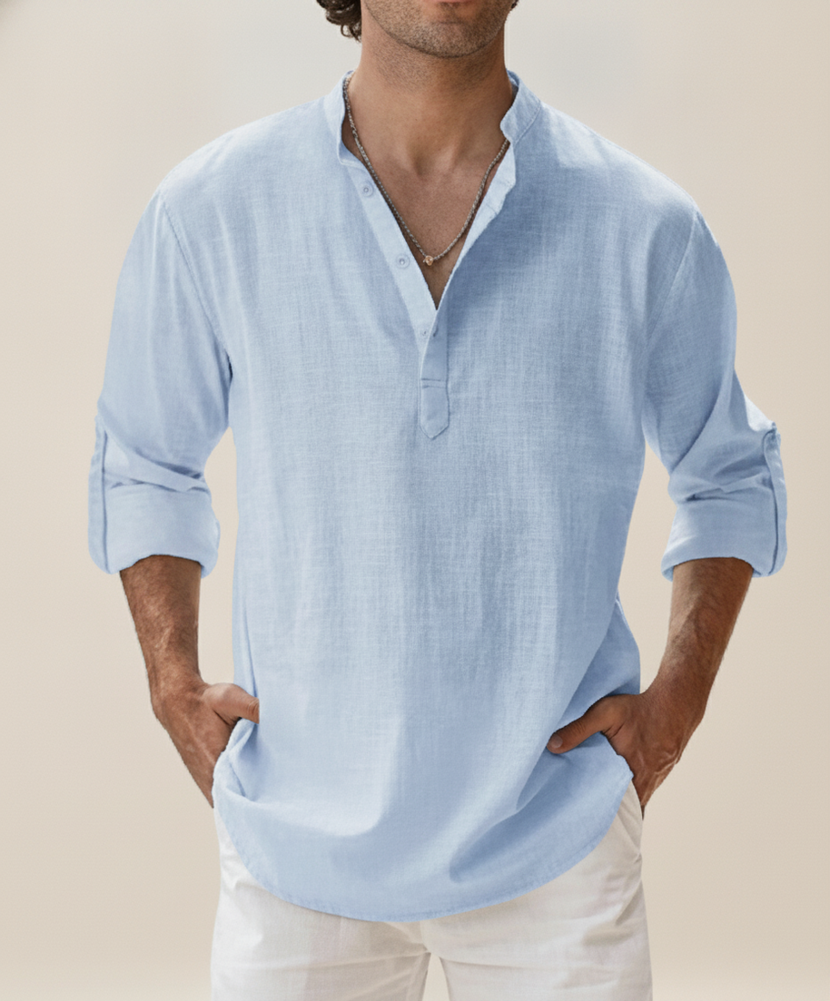 Looksmaxxing Mykonos linen henley, alternate product view