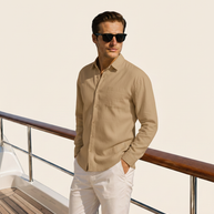 Looksmaxxing 100% linen shirt in beige, product photo