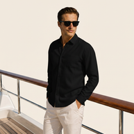 Looksmaxxing 100% linen shirt in black, product photo