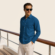Looksmaxxing 100% linen shirt in blue, product photo