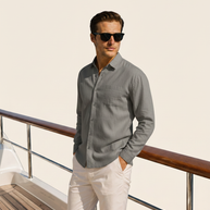 Looksmaxxing 100% linen shirt in grey, product photo