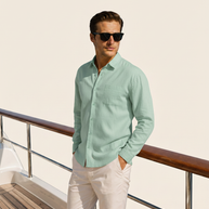 Looksmaxxing 100% linen shirt in mint green, product photo