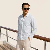Looksmaxxing 100% linen shirt in white, product photo