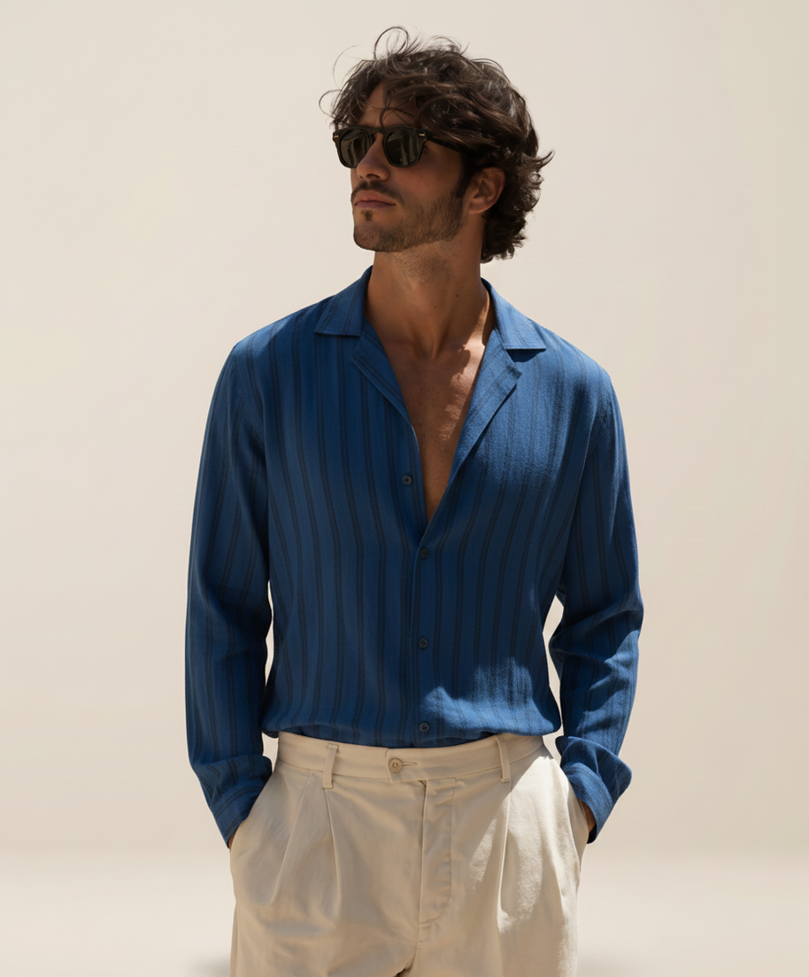 looksmaxxing-linen-shirt-cannes Blue