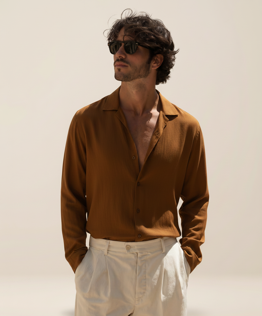 looksmaxxing-linen-shirt-cannes Brown