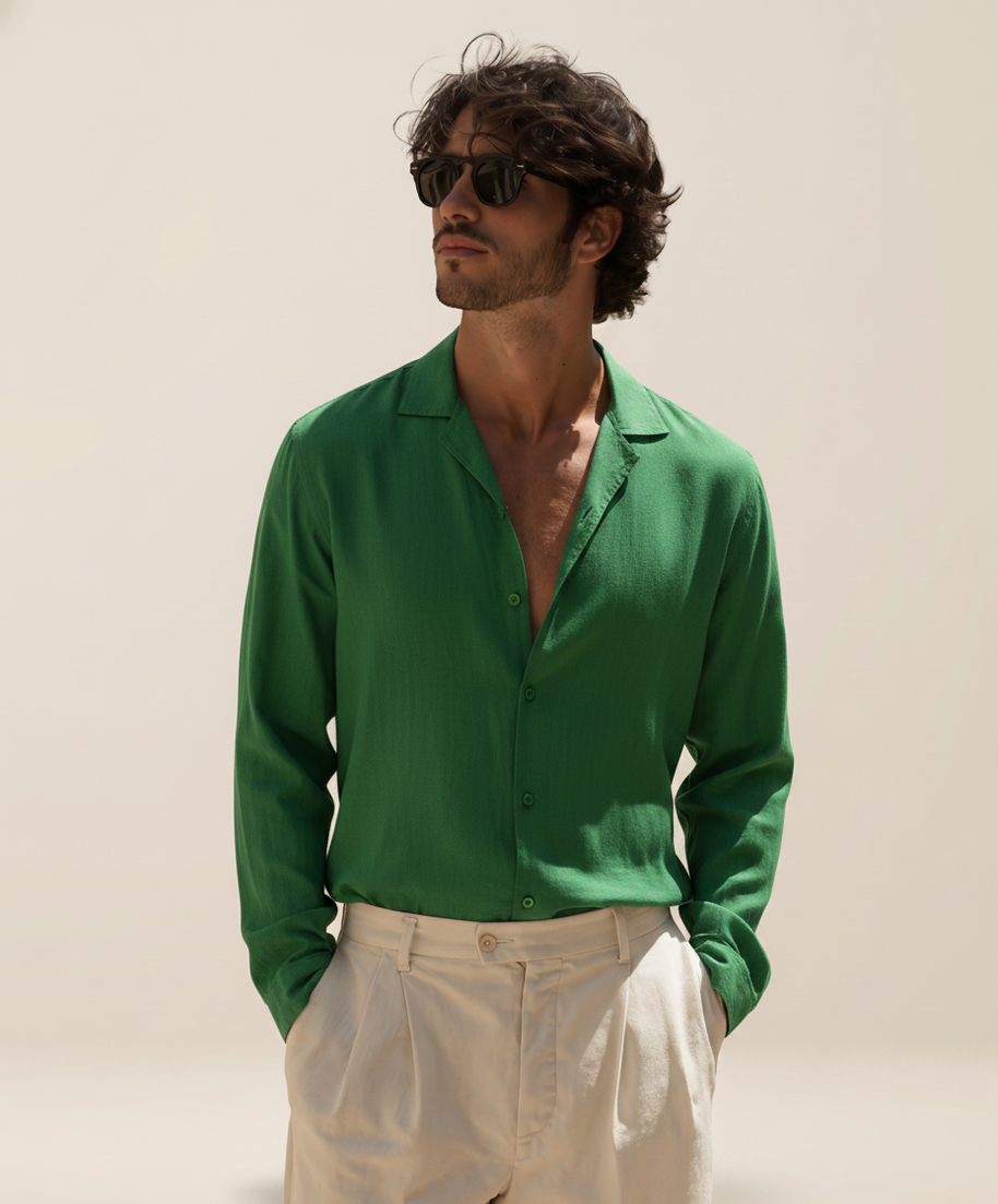 looksmaxxing-linen-shirt-cannes Green