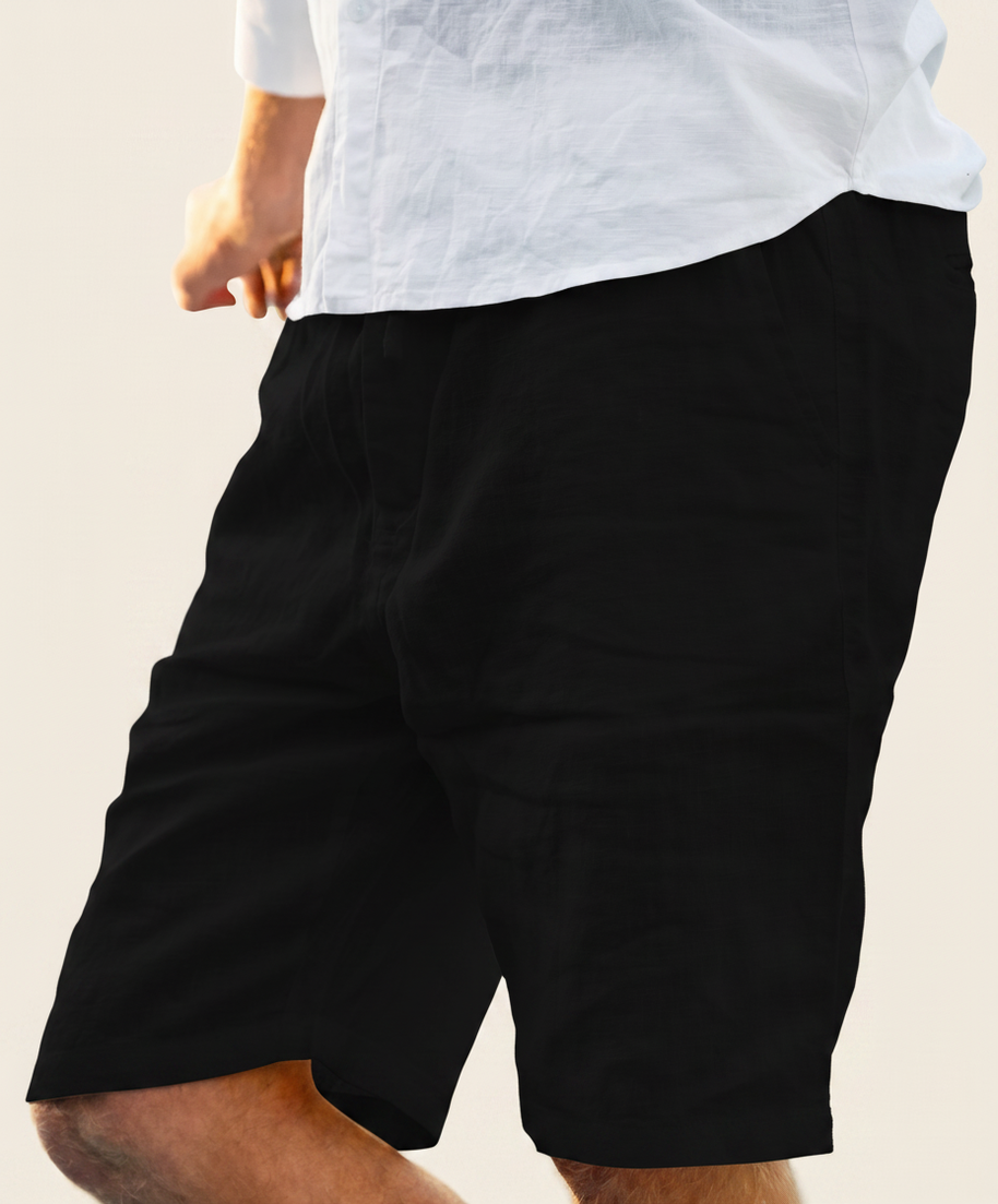 looksmaxxing-linen-shorts-casablanca Black