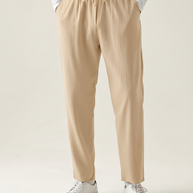 Looksmaxxing Zanzibar linen trousers in beige, product photo