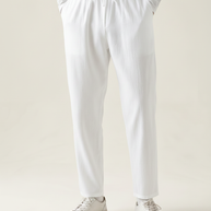 Looksmaxxing Zanzibar linen trousers in white, product photo